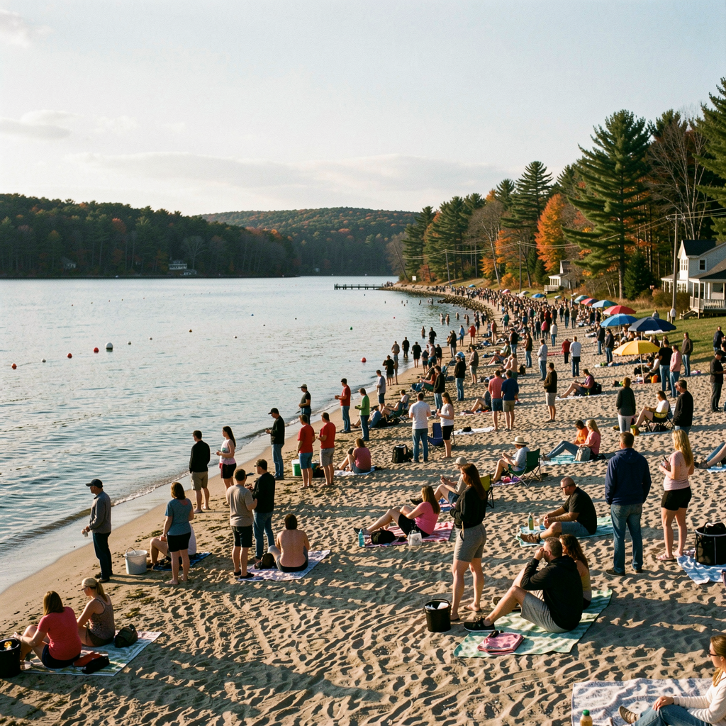 Unprecedented visitation to Pleasant Lake's public beaches raises safety concerns and prompts the town to consider paid parking and lifeguard staffing.